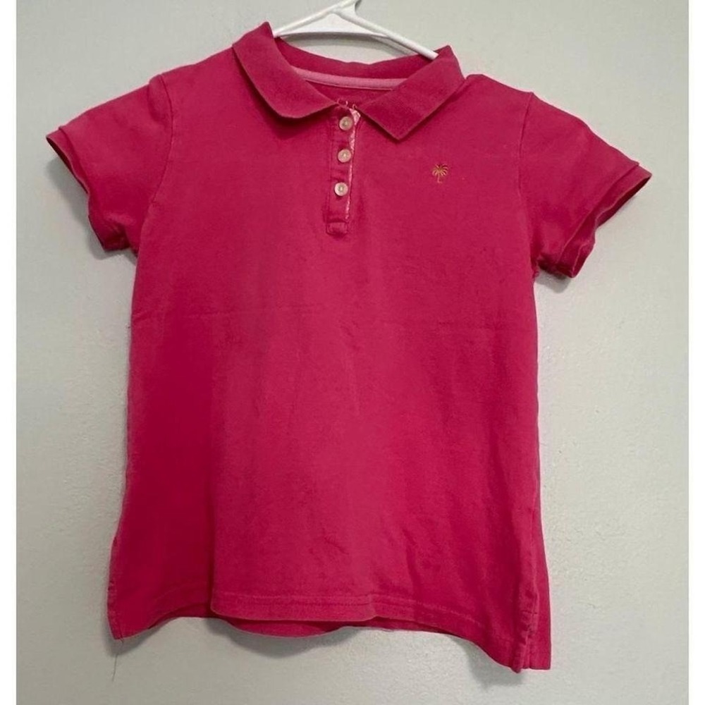 Lilly Pulitzer Kids Girls Jubilee Pink Palm Tree Polo Shirt Size 10